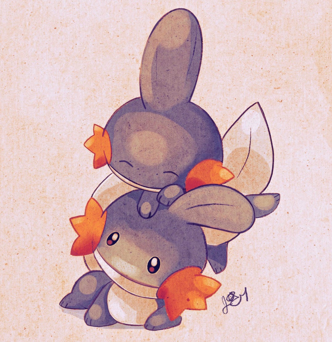Playful Mudkip Textured Art Print - Etsy