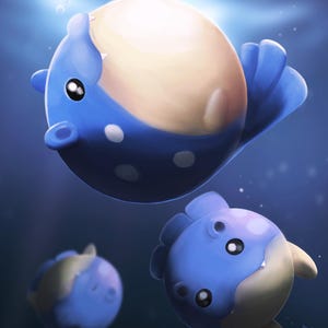 Swimming Spheal Textured Art Print