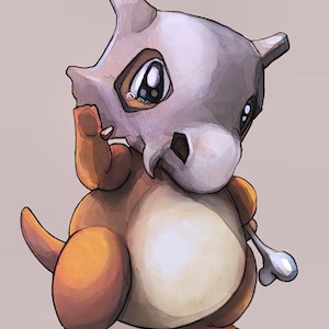 Cubone On Textured Art Paper