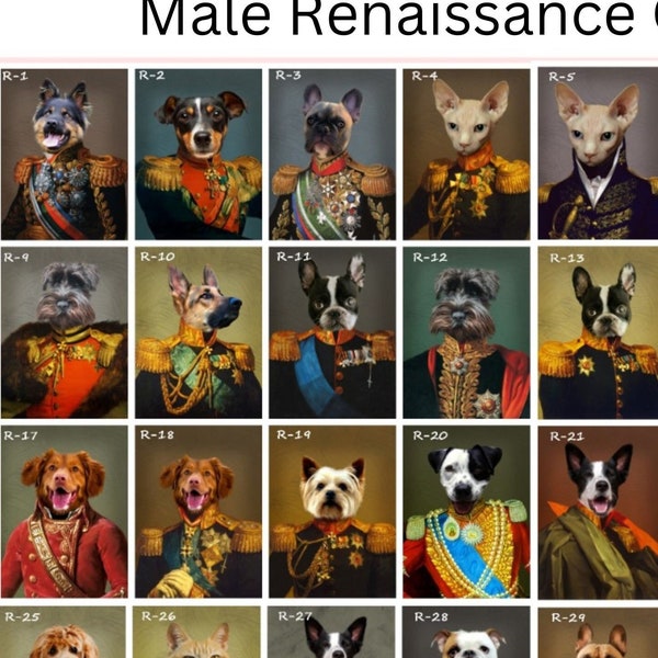 Portrait de chien Renaissance à partir d'une photo, portraits royaux personnalisés, cadeau de dessin de chat royal personnalisé pour amateur d'animaux de compagnie ou propriétaire