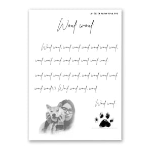 Uma carta do seu cão com impressão de foto personalizada, presente para o dono do animal de estimação