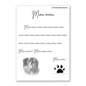 Una carta de tu gato con foto personalizada, regalo para el dueño de la mascota