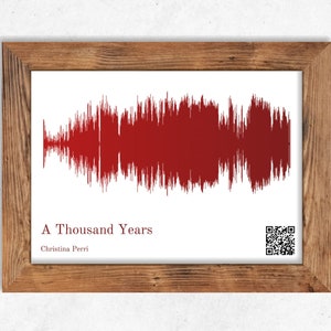 Soundwave Art with QR Code Song, 1st Anniversary Wedding Song Gift, Custom Sound Wave Print