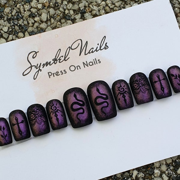 Goth Press On Nails, in Matt, Chamäleon Farbe, Gothic, Halloween