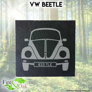 Personalised VW Volkswagen Beetle Herbie Bug Slate Coaster