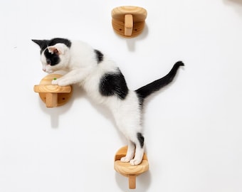Cat steps for cats, cat shelf, Cat wall shelves, floating cat shelves, wood wall furniture, Cat lover gift