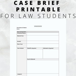 Law School Case Brief Template Editable Essential for Law Students Instant Download image 1