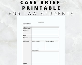 Law School - Case Brief Template Editable - Essential for Law Students - Instant Download