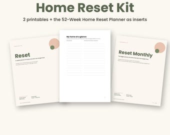 Home Reset Kit Printable, Weekly and Monthly Reset Planners and 52 Week Home Reset Planner PDF, ADHD Cleaning Planner, A5 A4 Letter