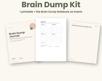 Brain Dump Kit Printable, Brain Dump Journal and 60 Guided Dump and Sort Spreads PDF, ADHD Planner, Overthinking Journal, A5 A4 Letter