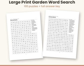 Large Print Garden Word Search, Care Home Group Licence, 100 Puzzles PDF, Activity Coordinator Resource, A4 and Letter