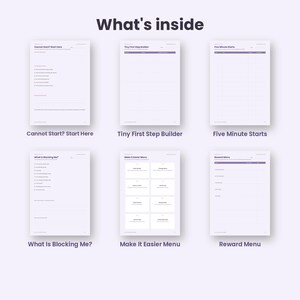 Task Paralysis Rescue Kit Printable, ADHD Task Initiation Worksheets PDF, Tiny First Step, Five Minute Start Tracker, A4 Letter, Pastel image 2