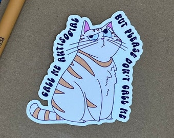 Call Me Antisocial - Humorous Cat Vinyl Sticker, 3-Inch, Waterproof - Perfect for All Surfaces