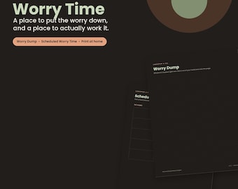 Anxiety Worry Time Planner PDF — Dark Mode Edition, Worry Dump Journal, Scheduled Worry Time Tracker, ADHD Printable Download