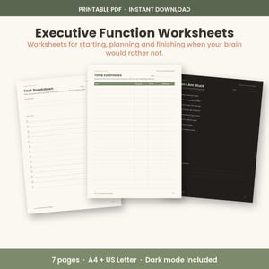 ADHD Executive Function Worksheets, Task Breakdown, Time Tracker, Priority Matrix (PDF)