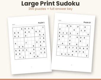 Large Print Sudoku Printable, Care Home Group Licence, 200 Easy Sudoku PDF, Activity Coordinator Resource, A4 and Letter