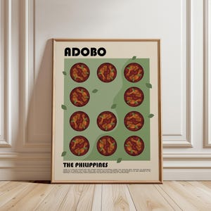 Lámina de adobo, póster de Filipinas, arte gastronómico filipino, arte mural de cocina moderna, impresión de restaurante, impresión de chef, impresión de cafetería, póster de comida