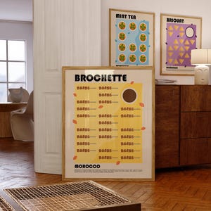 Brochette Art Print, North African Food Wall Art, Grilled Meat Poster, Moroccan Kitchen Decor, Halal Street Food Illustration, Foodie Gift