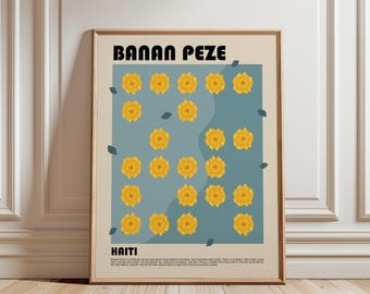 Lámina artística de Banan Peze, póster de comida haitiana, arte mural de cocina caribeña tradicional, decoración de cocina, regalo para amantes de la comida, póster de arte de Haití