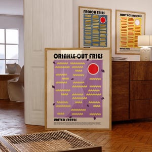 Crinkle Cut Fries Poster, French Fries Art Print, Fast Food Art Poster, Chips Print, Potato Poster, Minimalist Food Art, Junk Food Poster