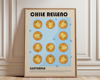 Chile Relleno Art Print, Guatemalan Food Wall Art, Traditional Guatemala Cuisine Poster, Latin Kitchen Decor