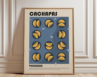 Cachapas Art Print, Venezuelan Food Poster, Traditional Latin American Cuisine Wall Art, Kitchen Decor, Food Lover Gift, Venezuela Print