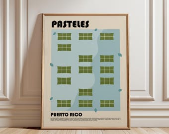 Pasteles Art Print, Puerto Rican Food Wall Art, Traditional Puerto Rico Cuisine Poster, Caribbean Kitchen Decor
