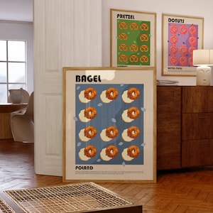Bagel Poster, Polish Food Art, Poland Art, New York Style Bagel Art, Food Print, Restaurant Poster, Chef Print, Modern Kitchen Art
