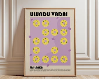 Ulundu Vadai Art Print, Sri Lankan Food Wall Art, Traditional Sri Lanka Cuisine Poster, South Asian Kitchen Decor