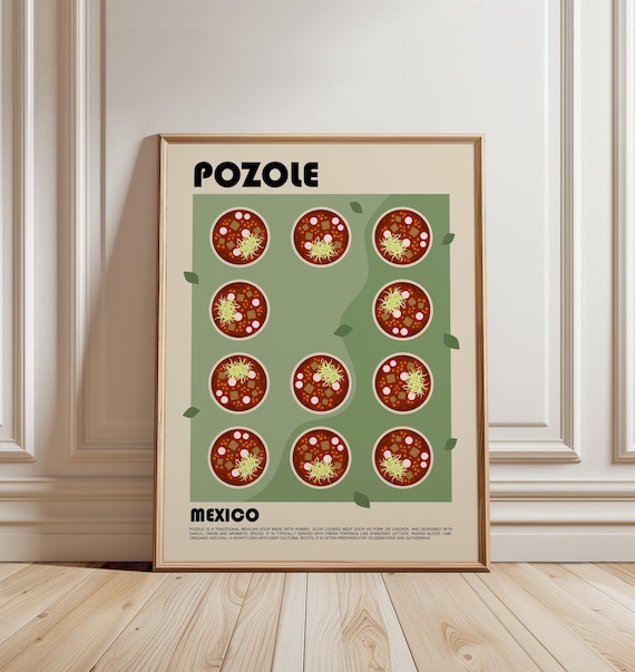 Pozole Art Print, Mexican Soup Poster, Traditional Cuisine Wall Art, Kitchen Decor, Food Lover Gift, Mexico Poster