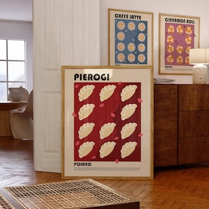 Pierogi Poster, Polish Food Art Print, Modern Kitchen Wall Art, Vintage Style Food Poster, Abstract Food Art, Food Art, Restaurant Print