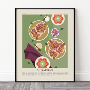 Musakhan Poster, Palestine Food Print, Middle East Food Poster, Chicken Poster, Modern Kitchen Wall Art, Travel Print, Restaurant Poster