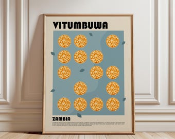 Vitumbuwa Art Print, Zambian Food Wall Art, Traditional Zambia Fritters Poster, African Kitchen Decor