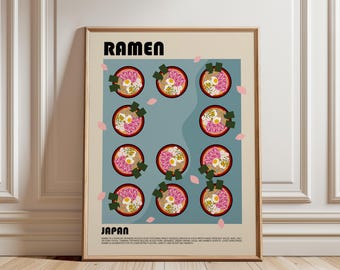 Pôster de Ramen, Impressão de Comida Japonesa, Arte do Japão, Arte de Macarrão, Pôster de Restaurante, Impressão de Chef, Pôster de Viagem, Arte de Parede Moderna para Cozinha, Arte Gastronômica