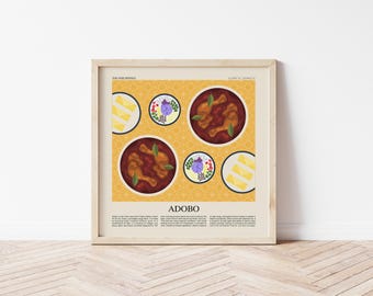 Adobo Art Print, Philippines Poster, Filipino Food Art, Modern Kitchen Wall Art, Restaurant Print, Chef Print, Cafe Print, Food Poster