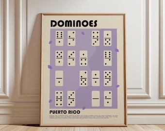 Puerto Rican Dominoes Art Print, Puerto Rico Wall Art, Caribbean Culture Poster, Domino Tile Home Decor