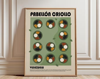 Pabellón Criollo Art Print, Venezuelan Food Poster, Latin American Cuisine Wall Art, Kitchen Decor, Food Lover Gift, Venezuela Print