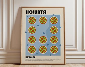Holubtsi Art Print, Ukrainian Food Wall Art, Traditional Ukraine Stuffed Cabbage Poster, Eastern European Kitchen Decor, Dining Room Print