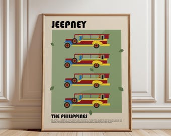 Jeepney Art Print, Philippine Transportation Wall Art, Filipino Culture Poster, Philippines Travel Decor