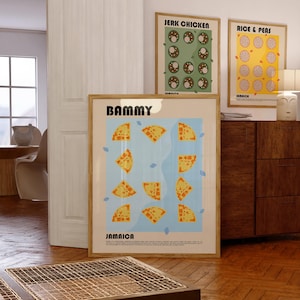 Bammy Print, Jamaican Food Poster, Kitchen Decor, Food Lover Gift, Jamaica Print, Dining Room Art, Caribbean Food Print, Cassava Art Print