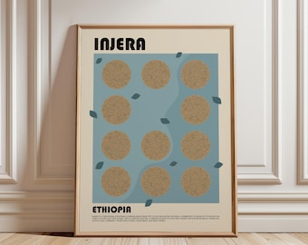 Injera Art Print, Ethiopian Food Wall Art, Traditional Ethiopia Cuisine Poster, African Kitchen Decor