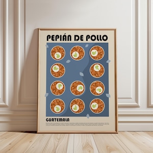 Pepián de Pollo Art Print, Guatemalan Food Poster, Traditional Central American Cuisine Wall Art, Modern Kitchen Decor, Food Lover Gift