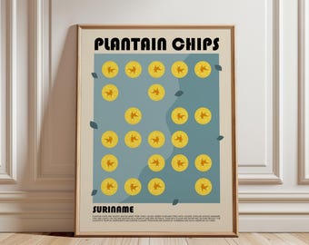 Plantain Chips Art Print, Surinamese Food Wall Art, Traditional Suriname Cuisine Poster, Caribbean Kitchen Decor