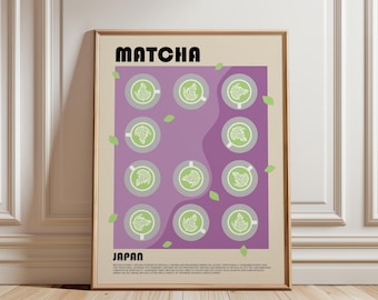 Matcha Poster, Green Tea Print, Matcha Latte Print, Caffeine Poster, Drink Print, Cafe Print, Restaurant Print, Food Art, Drink Poster