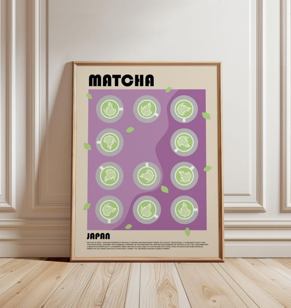 Matcha Poster, Green Tea Print, Matcha Latte Print, Caffeine Poster, Drink Print, Cafe Print, Restaurant Print, Food Art, Drink Poster