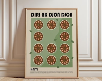 Diri ak Djon Djon Art Print, Haitian Food Poster, Traditional Caribbean Cuisine Wall Art, Kitchen Decor, Food Lover Gift, Haiti Art Print
