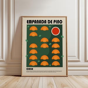 Empanada de Pino Poster, Chilean Food Print, South American Food Print, Travel Poster, Modern Kitchen Wall Art Print, Restaurant Print