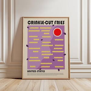 Crinkle Cut Fries Poster, Pommes Kunstdruck, Fast Food Art Poster, Chips Druck, Kartoffel Poster, Minimalistisches Food Art, Junk Food Poster