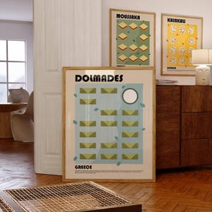 Lámina artística de Dolmades, póster de Dolma, póster de comida griega, arte de Grecia, pared de cocina moderna, arte de comedor, póster de Grecia, arte culinario griego