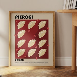 Pierogi Poster, Polish Food Art Print, Modern Kitchen Wall Art, Vintage Style Food Poster, Abstract Food Art, Food Art, Restaurant Print